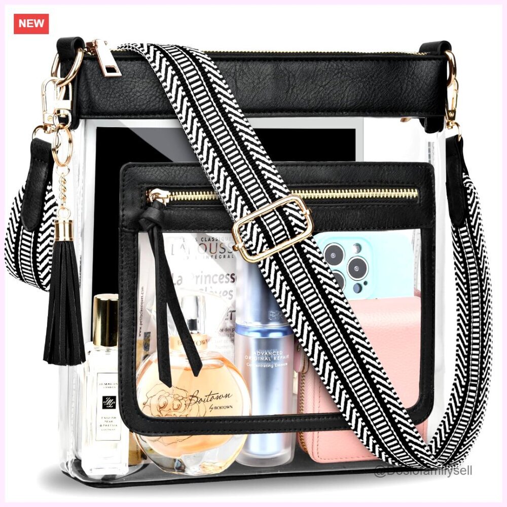 Clear Crossbody Bag with Adjustable Guitar Strap, Stadium Approved